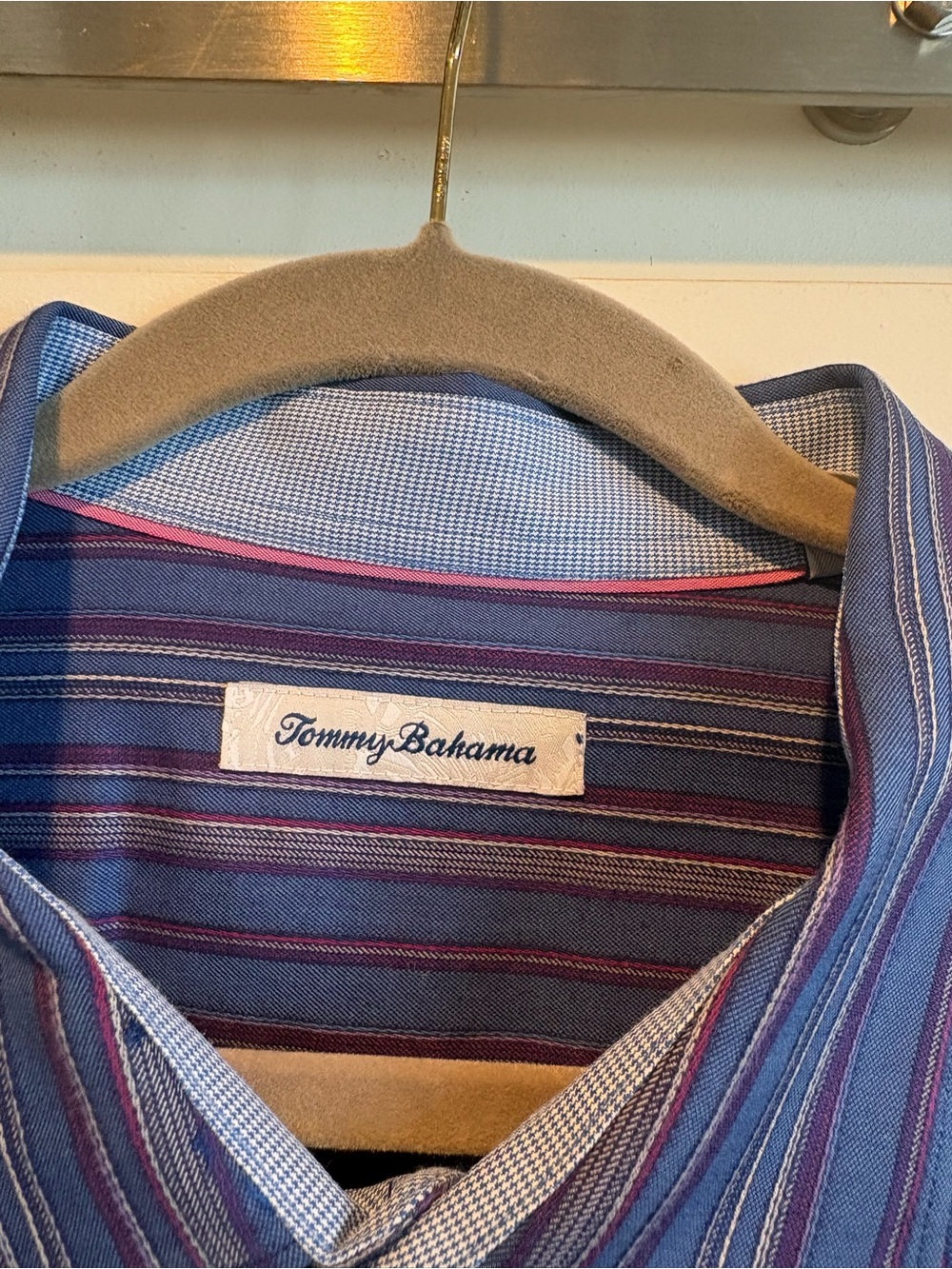 Tommy Bahama Men's Striped Blue Long-Sleeve Dress Shirt - Classic Collar - Picture 7 of 8
